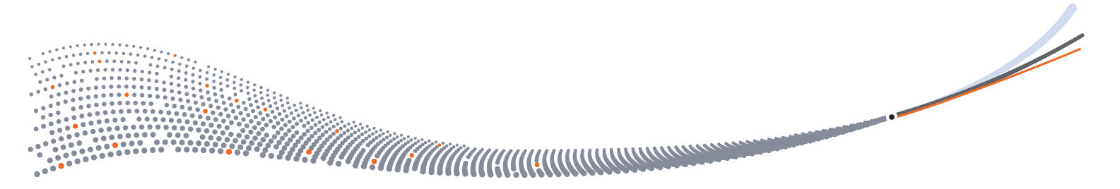 Streams of dots converge then become lines after a precise annotation.